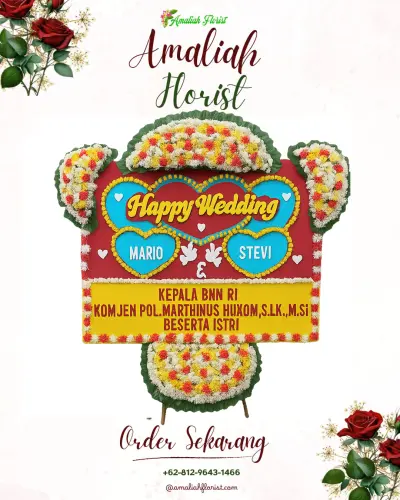 Karangan Papan Bunga Pernikahan di Sitirejo